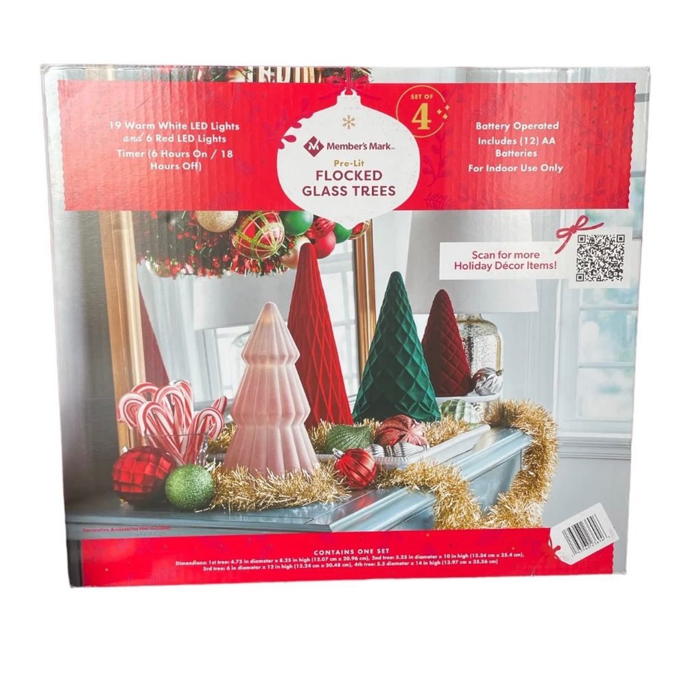 Pre-Lit Flocked Christmas Glass Tree